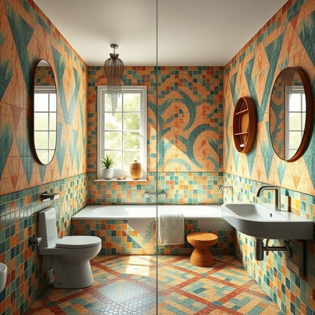 Pastilhas de Vidro Degradê: Um Oceano de Calma no Seu Banheiro - detalhe