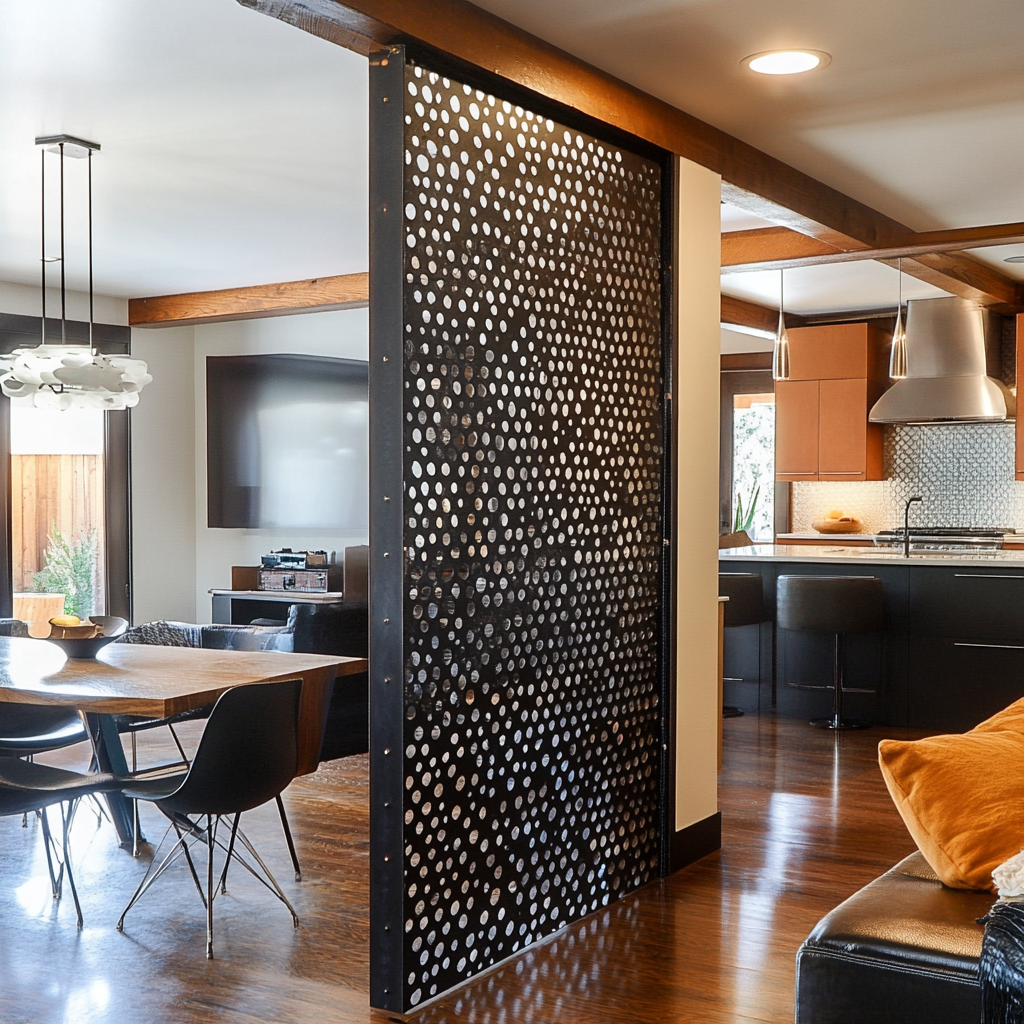 Biombo Industrial de Metal e Tela Aramada: Moderno e Descolado - detalhe