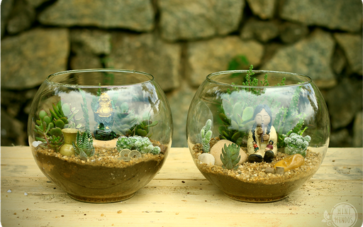 Terrário Zen com Pedras e Areia Colorida: Paz Interior - inspiração