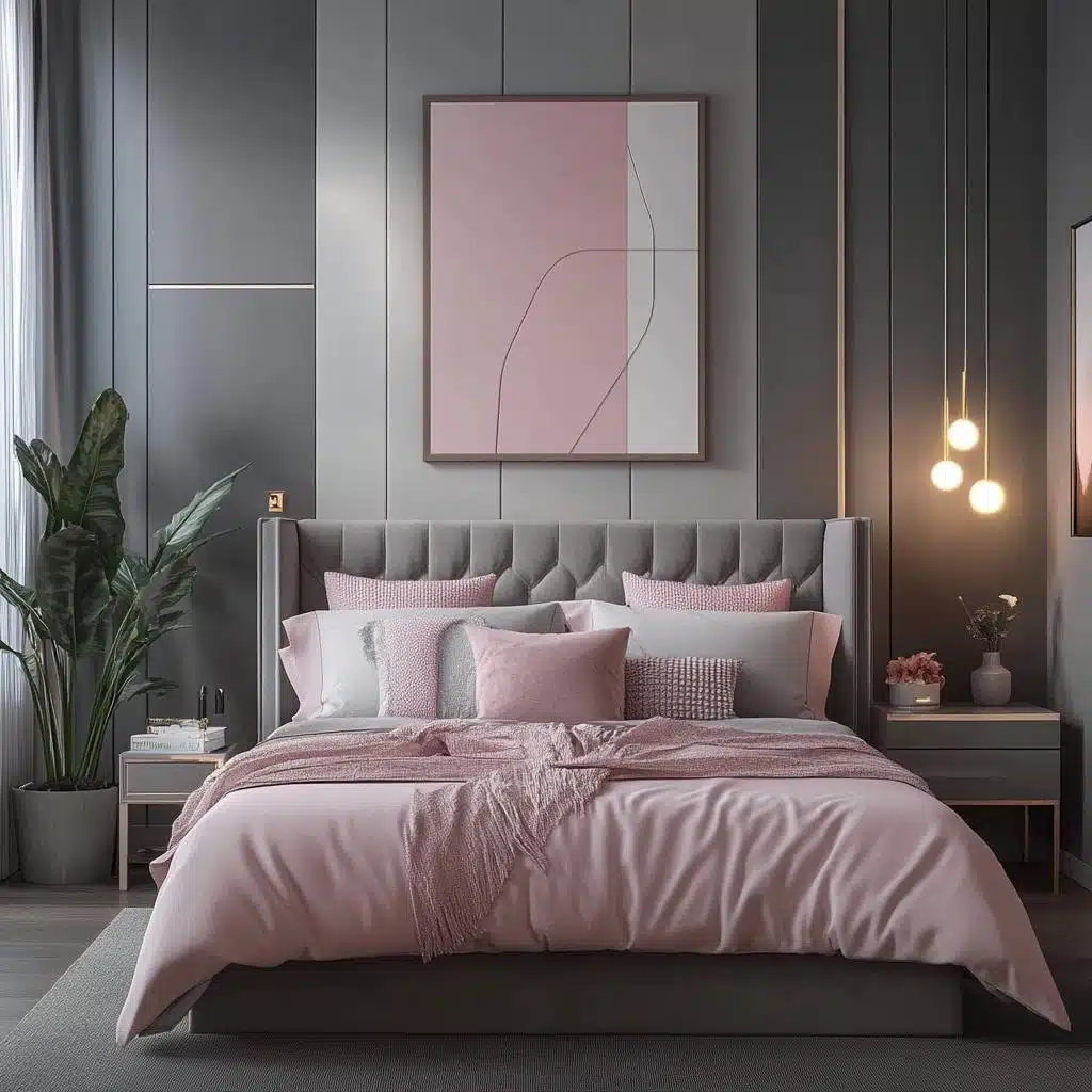 Elegância em Cinza e Rosa: A Combinação Perfeita para um Refúgio Romântico - detalhe