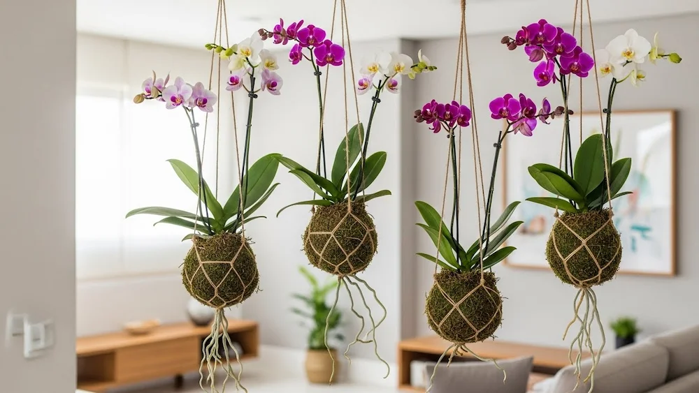 Orquídeas Suspensas em Macramê: Um Toque Boho Chic - ideia