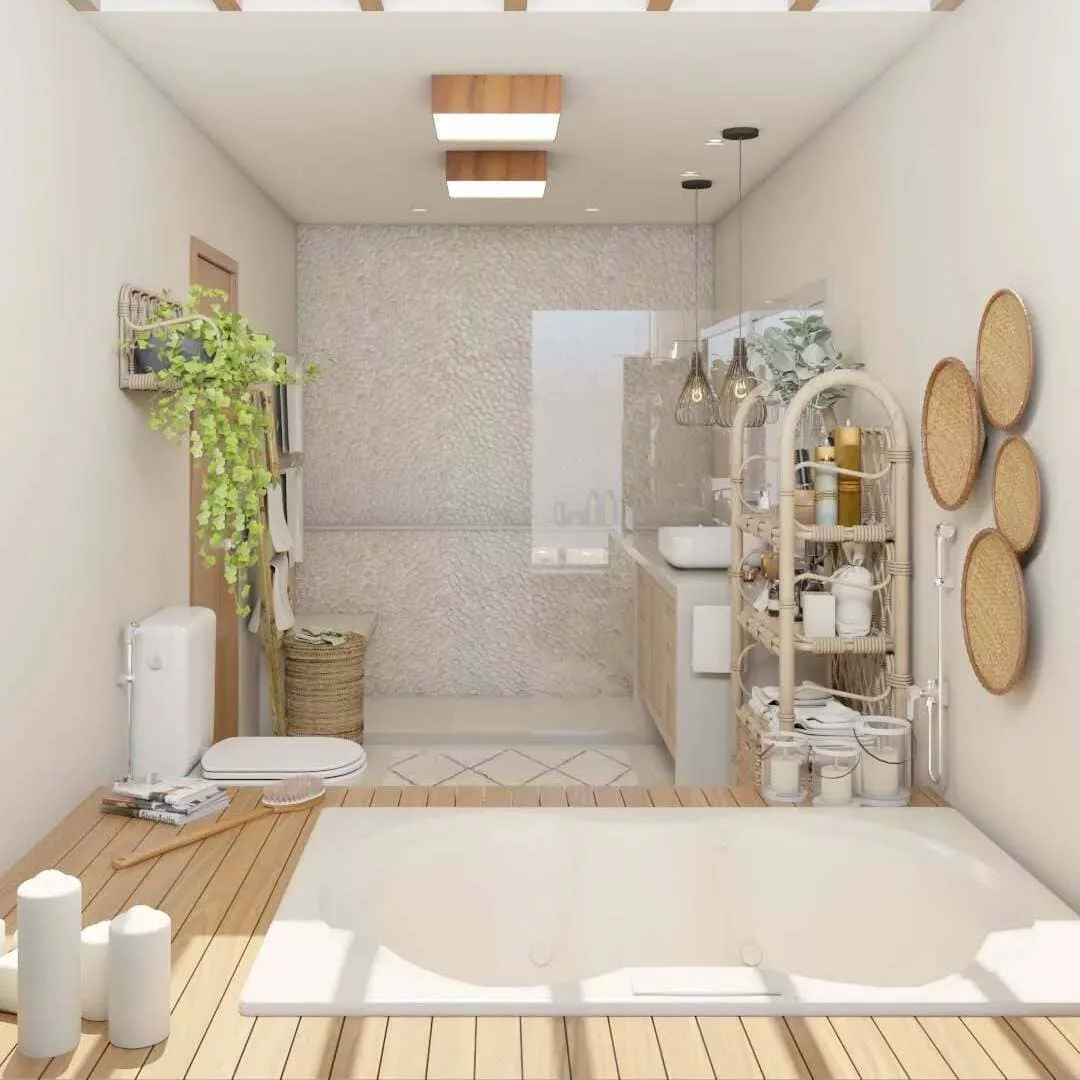 Mini Spa em Casa: Tons Pastel, Madeira Clara e Iluminação Relaxante - ideia