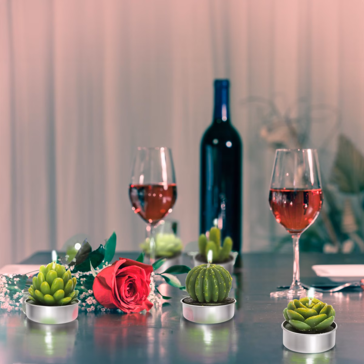 Velas e Suculentas: Mini Jardins Luminosos - detalhe