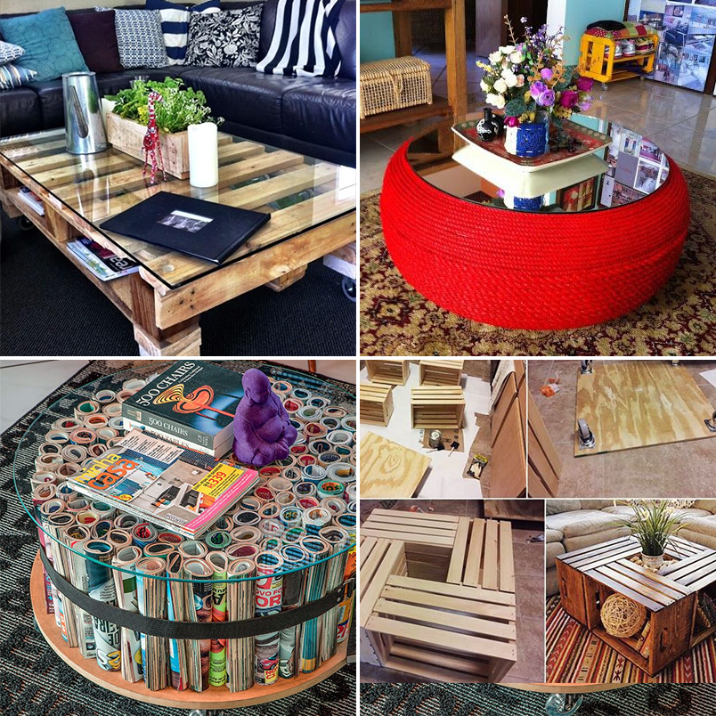 Mesa de Centro Criativa com Objetos Reciclados - inspiração