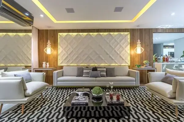 Com Poltronas de Design e Tapete Geométrico - detalhe