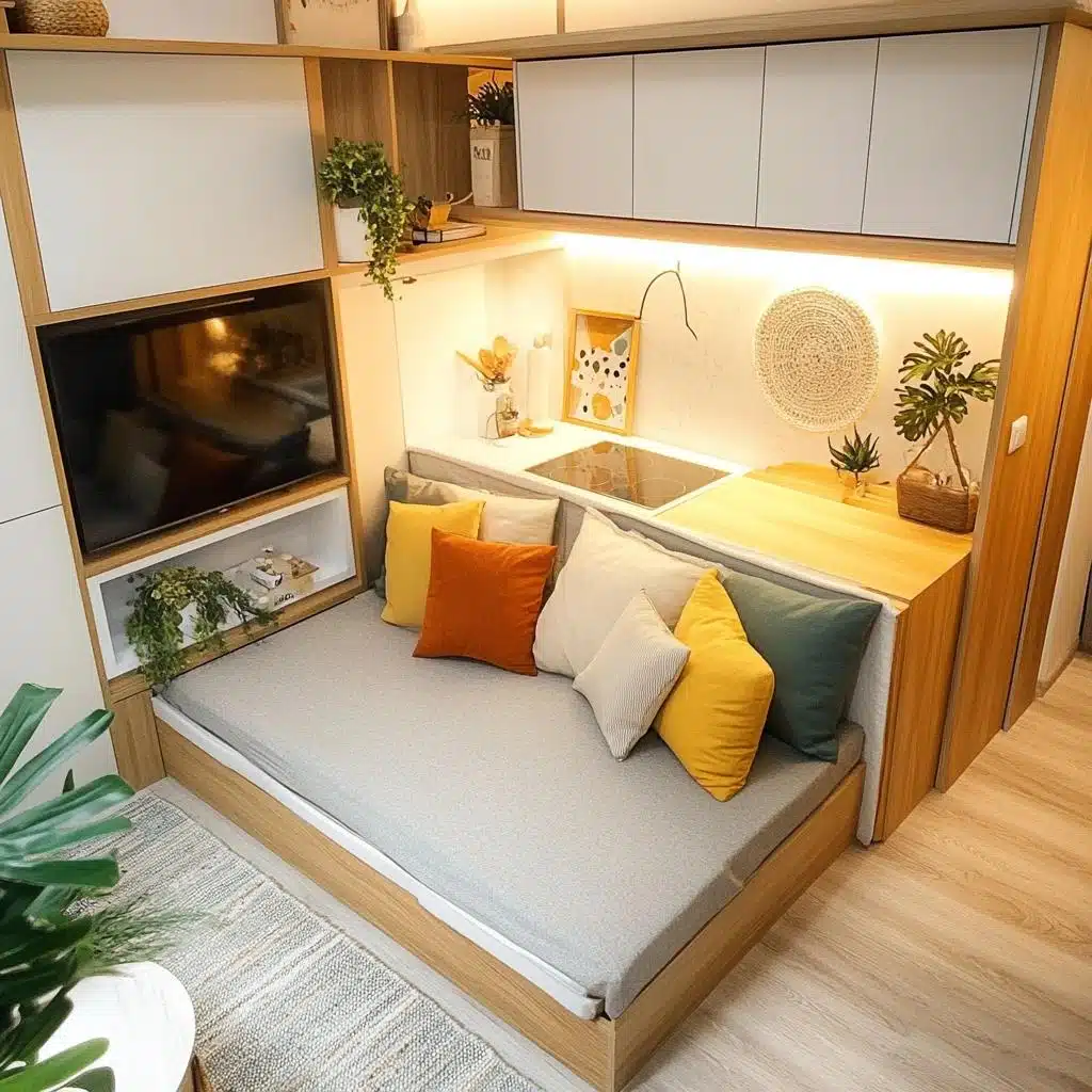 Kitnet Moderna com Pallets Multifuncionais - detalhe