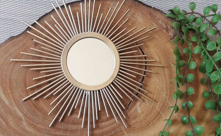 Espelhos Decorativos Feitos com Materiais Reciclados - detalhe