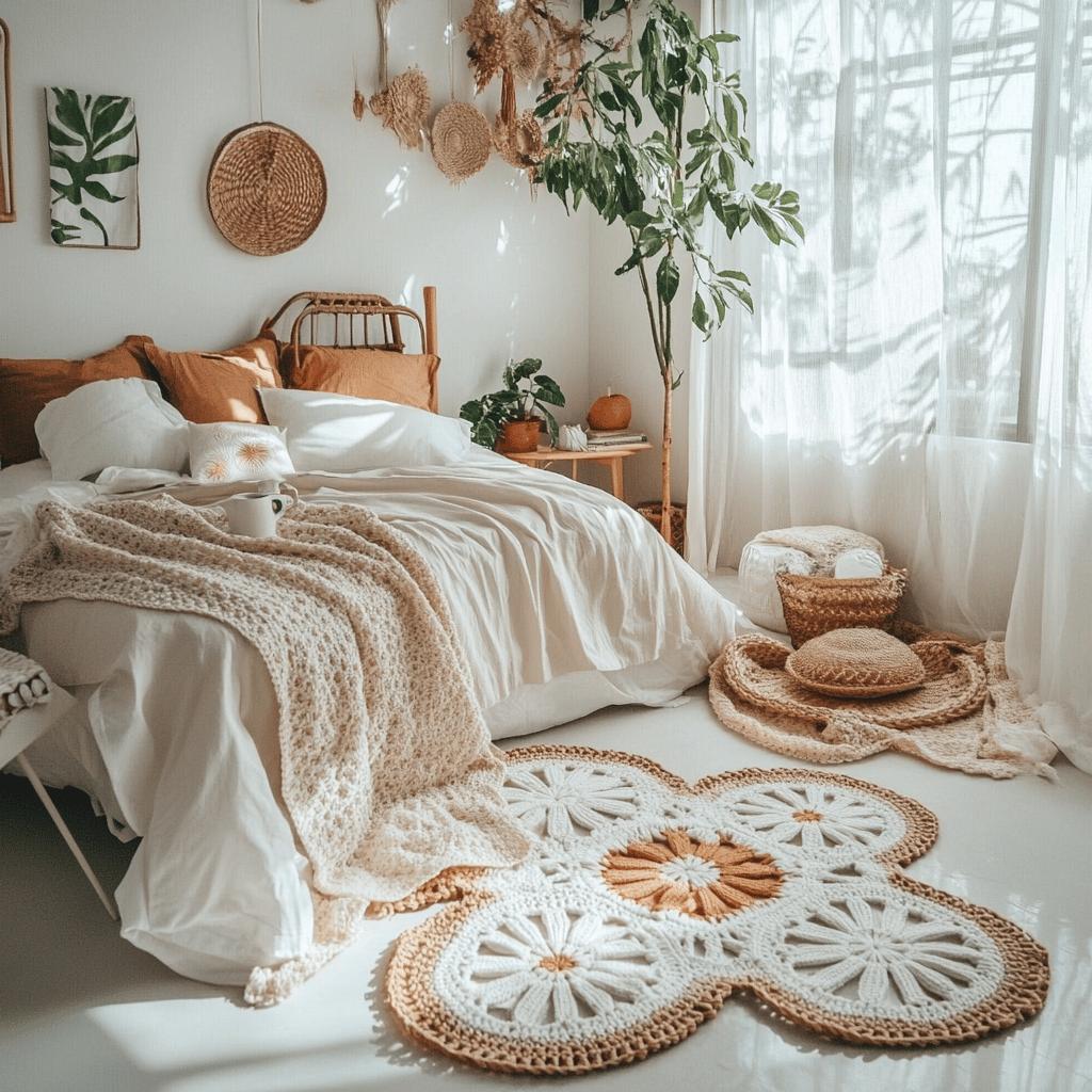 Aconchego em Dobro: Decoração de Quarto com Detalhes em Crochê - detalhe