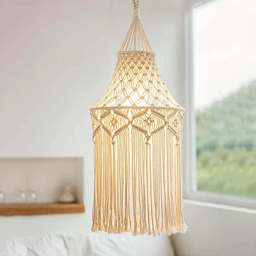 Lustre Boho Chic com Detalhes em Macramê - detalhe