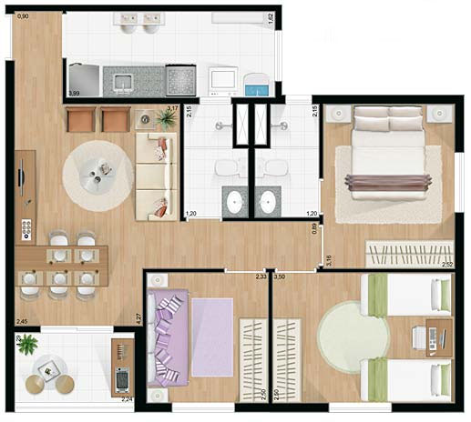 Com Integração Total à Sala: Ampliação Visual Esperta - detalhe