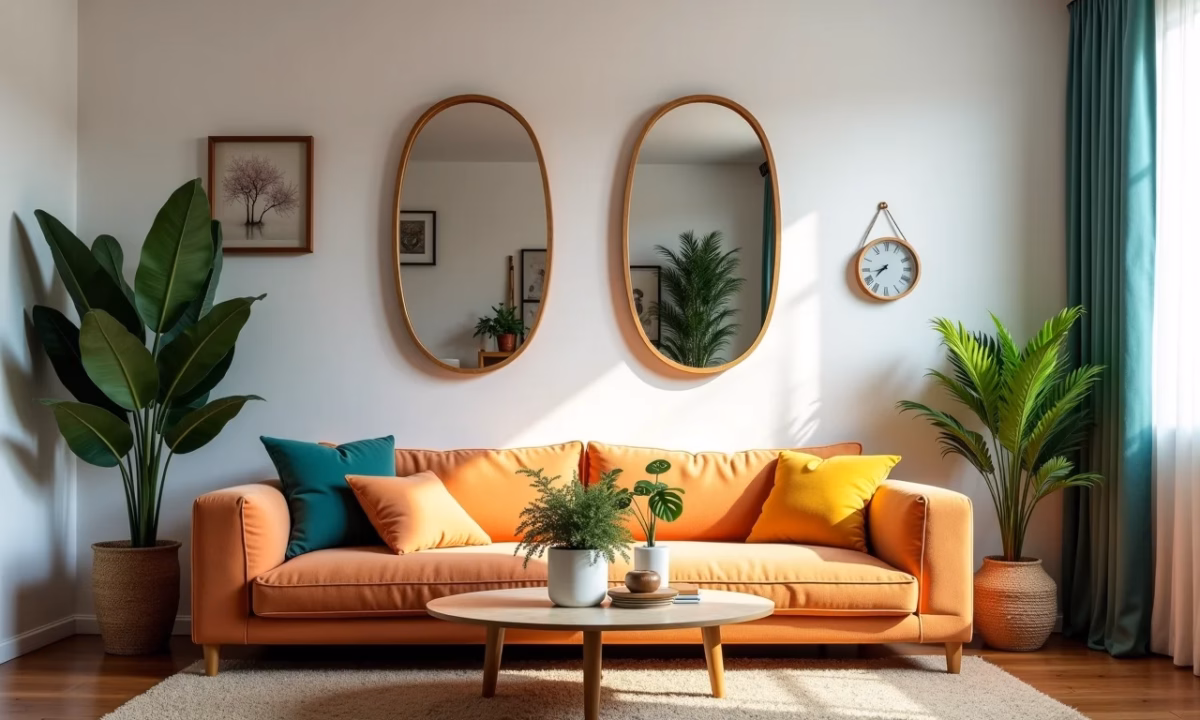 Sala de Estar Ampliada com Espelhos Estratégicos - detalhe