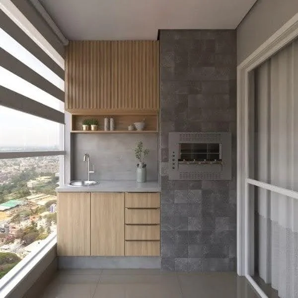 Varanda Gourmet com Churrasqueira e Elegância do Mármore - ideia