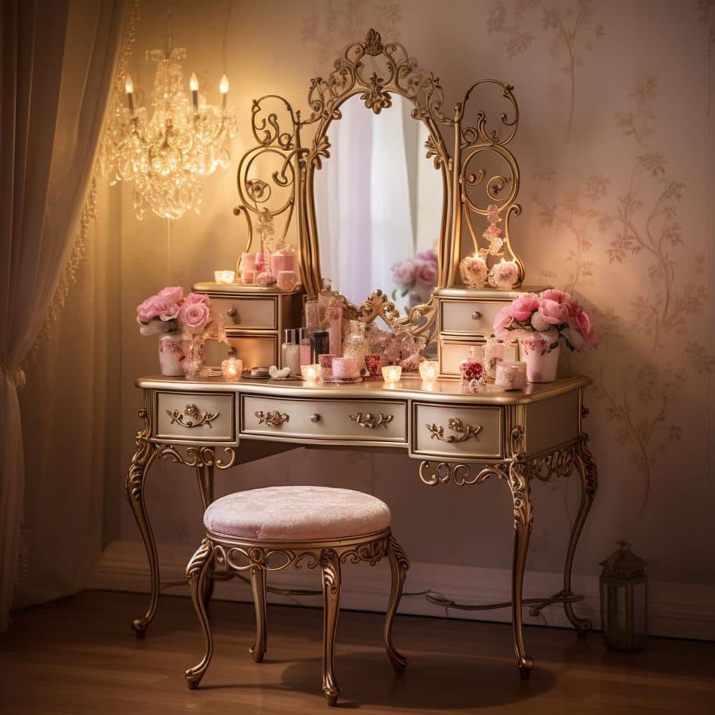 Elegância Vintage: Gaveta com Caixas Antigas e Espelho Integrado - inspiração