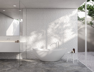 Amplitude e Leveza: Revestimento 3D Branco para Espaços Mais Iluminados - detalhe