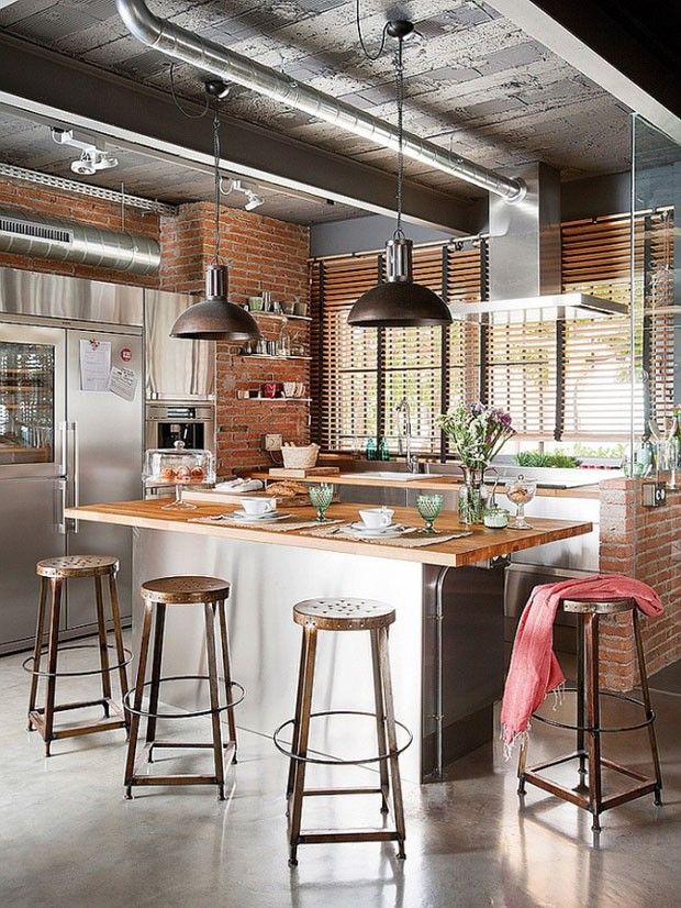 Estilo Industrial Chic: Cimento Queimado e Detalhes Metálicos - ideia