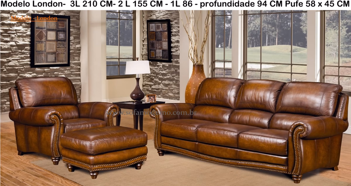 Sofá de Couro Envelhecido com Costuras Marcantes: Estilo Clássico e Resistente - ideia