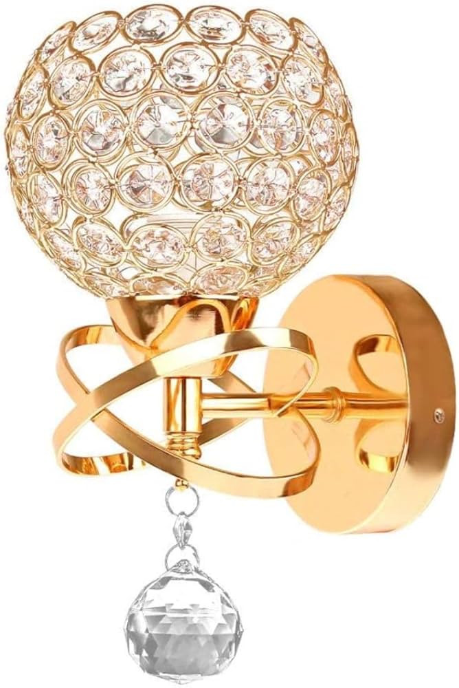 Arandela Dourada com Cristais: Glamour e Sofisticação Luminosa - detalhe