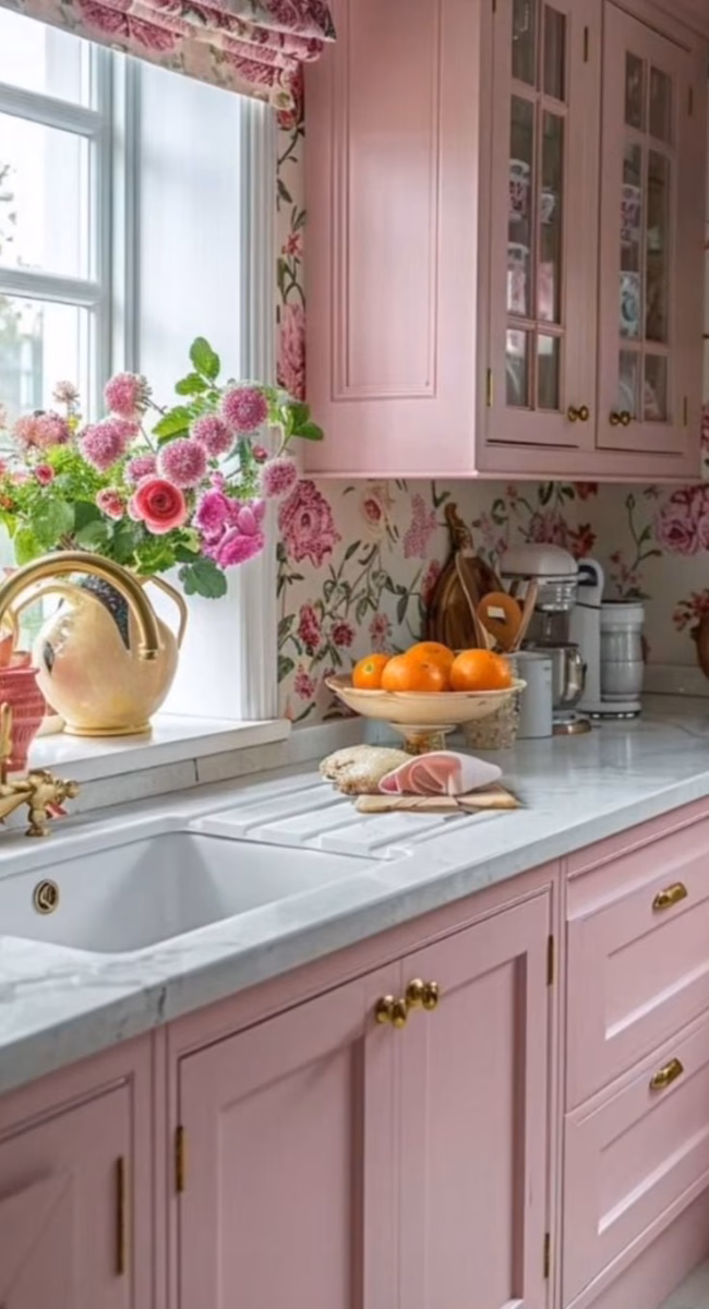 Delicadeza Floral: Papel de Parede e Louças Charmosas - ideia