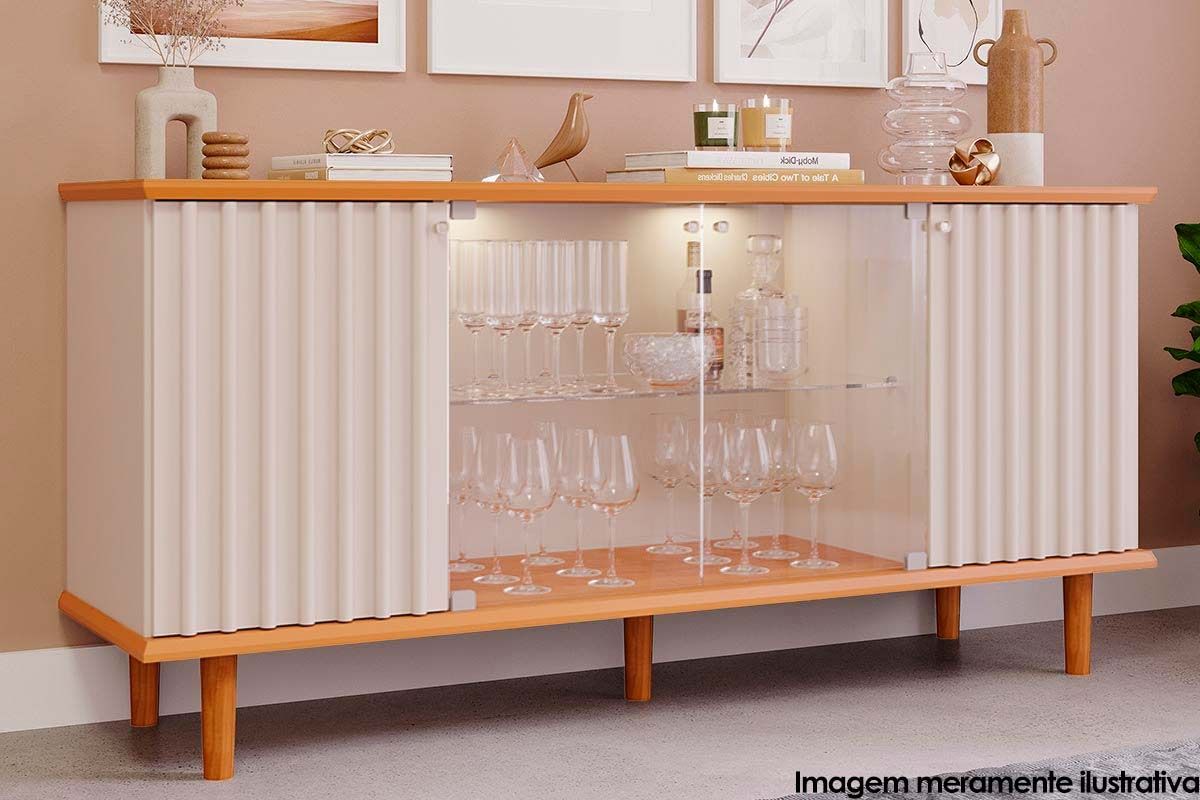 Buffet Multifuncional com Nichos Abertos: Versatilidade e Organização ao Seu Alcance - detalhe