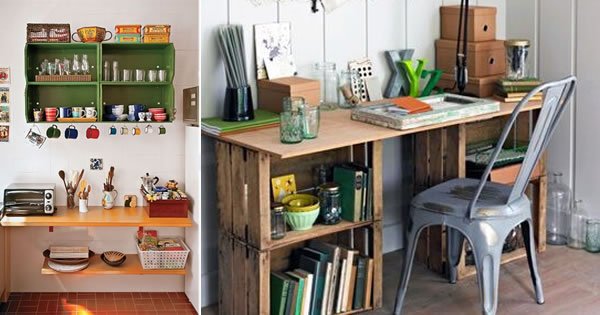 Nichos Funcionais com Caixotes de Feira - inspiração