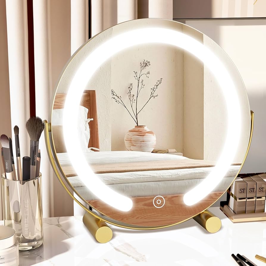 Espelho Triplo com LED: Perfeito para Maquiagem e Cuidados Pessoais - detalhe