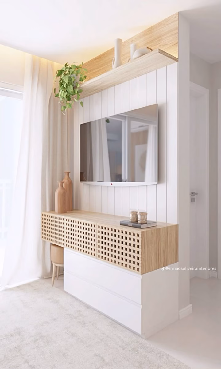 Painel Ripado Minimalista em Tons Neutros: Elegância que Nunca Sai de Moda - ideia