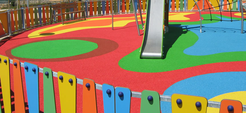 Piso Antiderrapante Emborrachado com Formatos Geométricos para Playgrounds - ideia