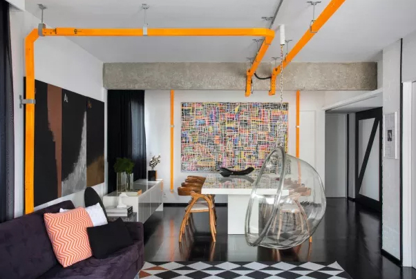 Estilo Industrial Moderno: Tubulações Expostas e Detalhes em Metal - ideia