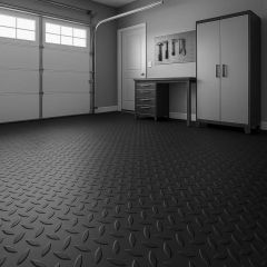 Contraste Moderno: Piso Antiderrapante Preto Absoluto em Espaços Integrados - inspiração