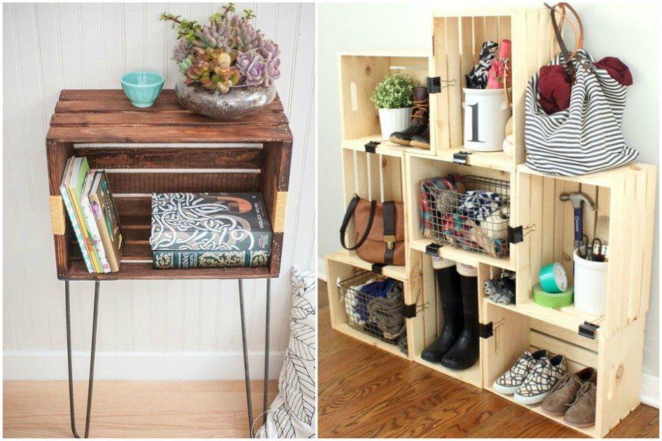 Nichos Funcionais com Caixotes de Feira - ideia