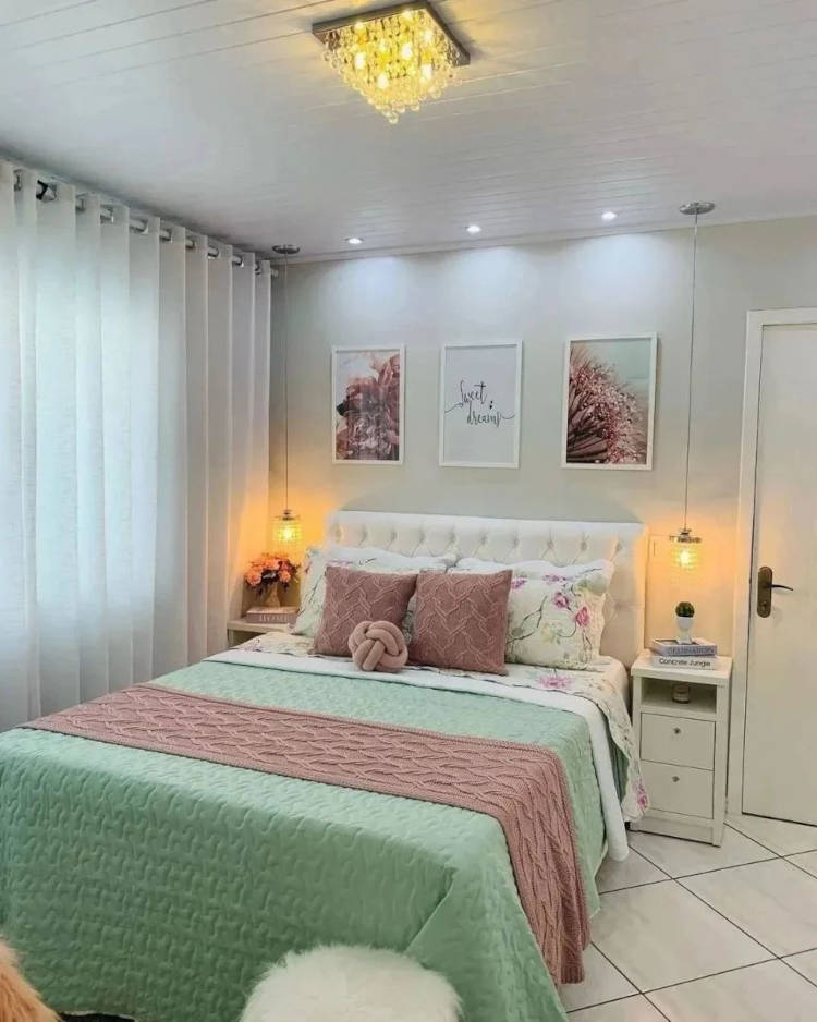 Quarto Pequeno e Personalizado com Galeria de Fotos - ideia