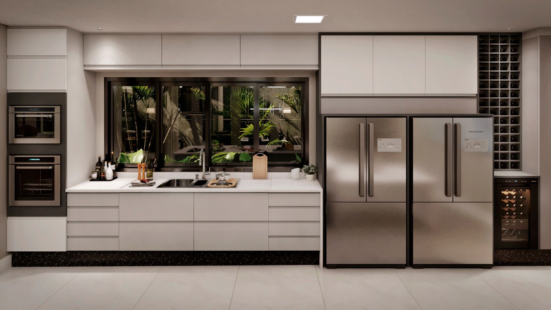 Cozinha Monocromática com Armários Imponentes: Modernidade Pura! - inspiração