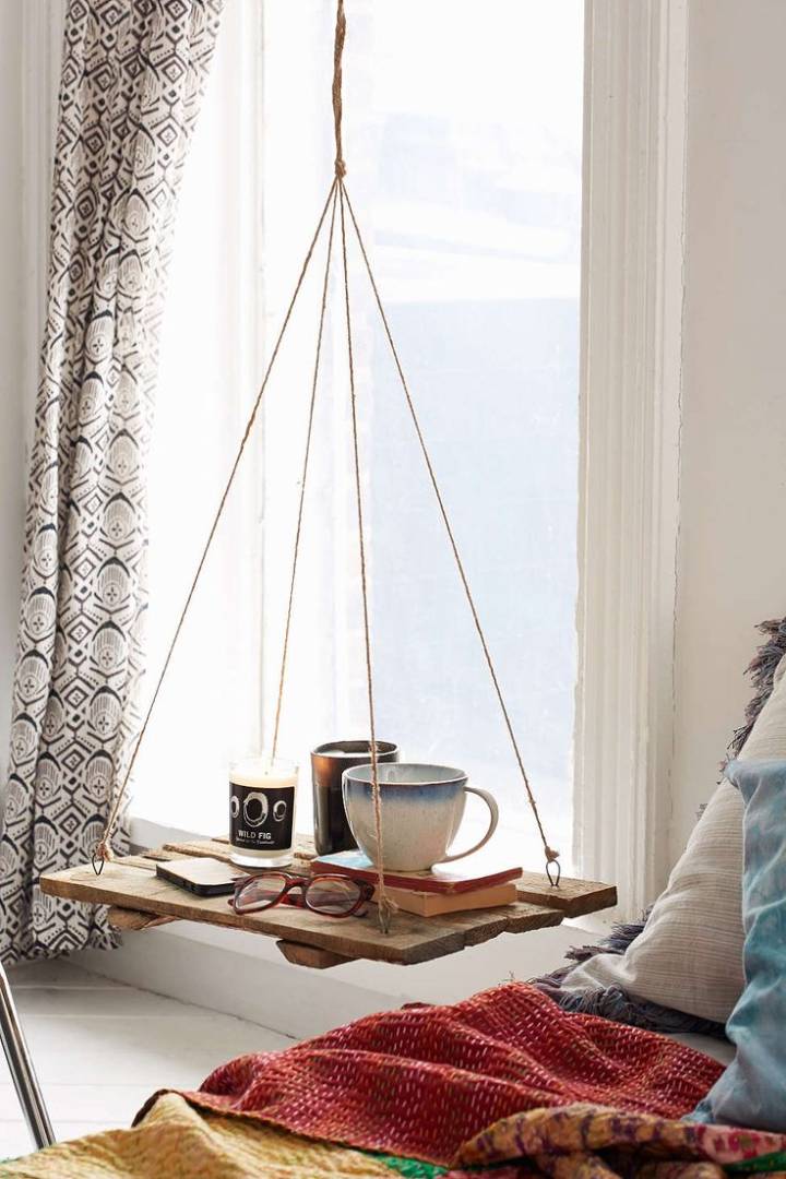 Criado Mudo Suspenso com Detalhes em Macramê: Charme Boho Chic - ideia