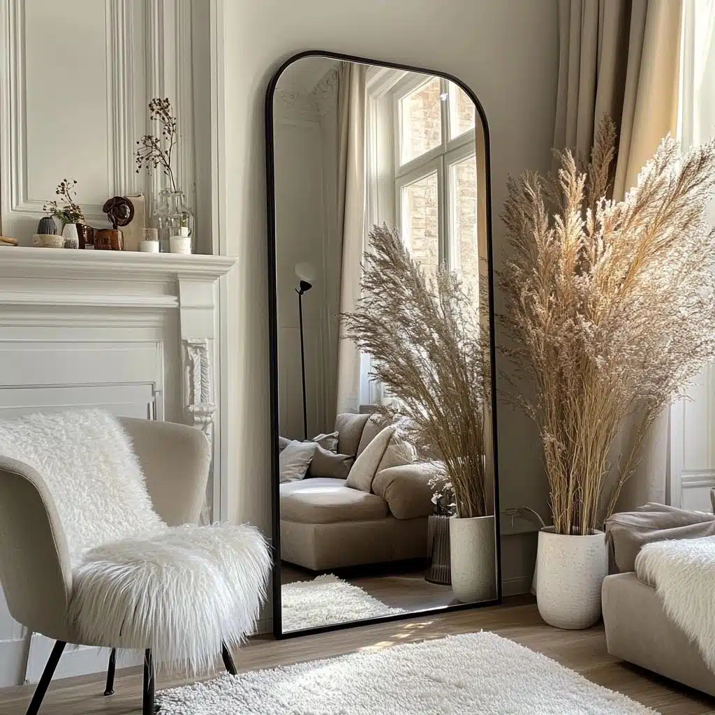 Espelho Encostado no Chão: Despojado e Elegante - detalhe