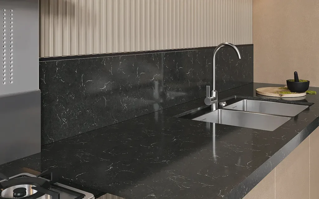 Bancadas que Impressionam: Quartzo e Granito em Designs Inovadores - detalhe