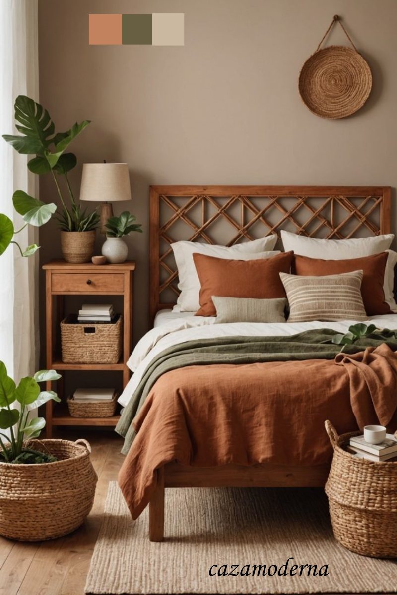 Quarto Aconchegante com Paleta de Cores Terrosas e Texturas Naturais - ideia