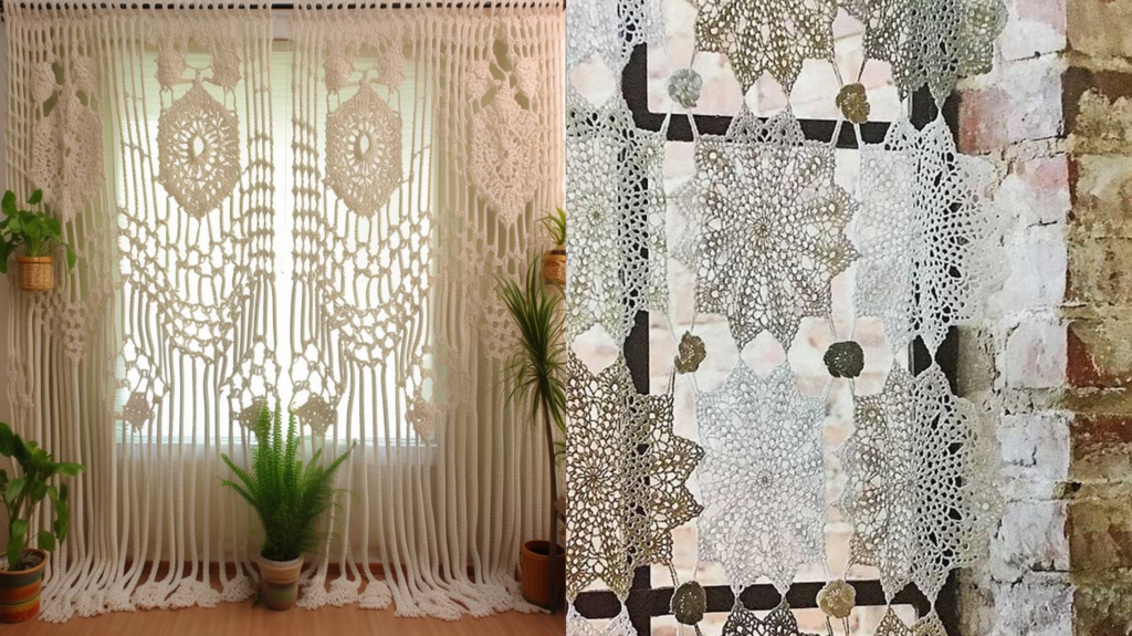 Cortinas Criativas com Renda e Crochê - inspiração
