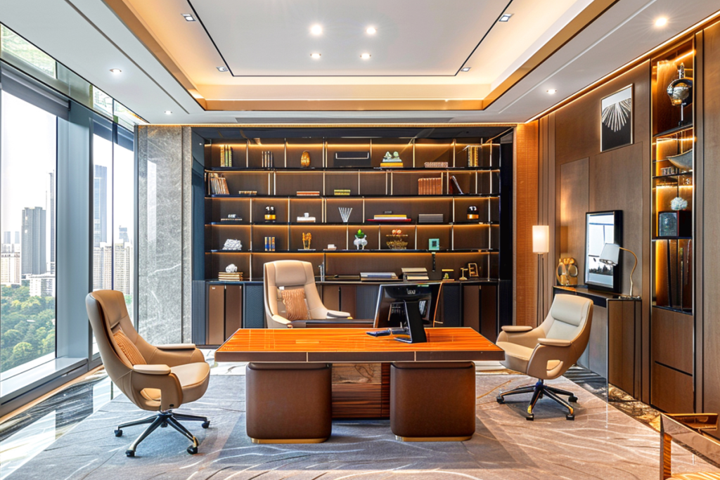 Escritório Minimalista com Detalhes em Cobre: Sofisticação Moderna! - detalhe