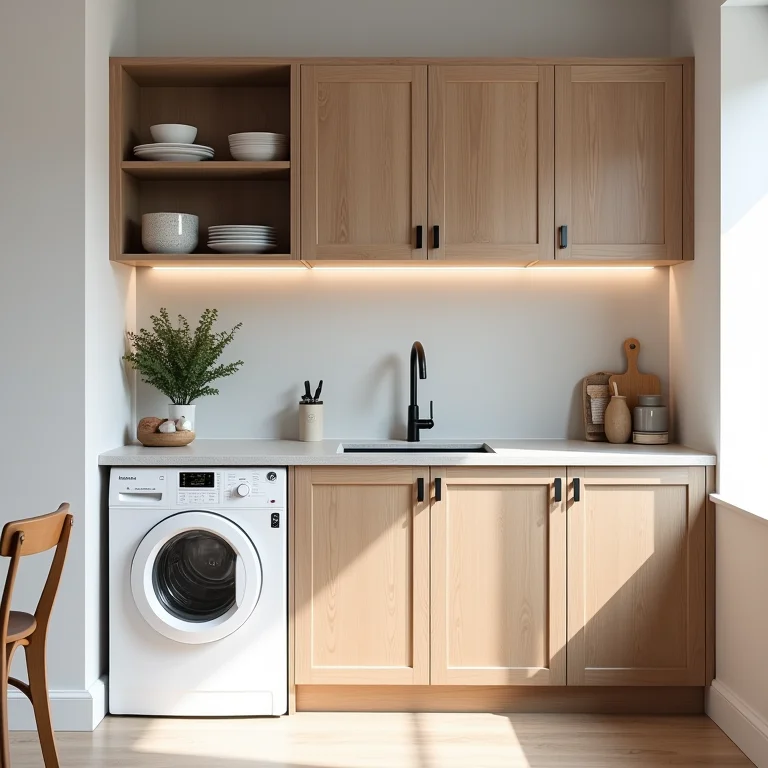 Integração Perfeita: Cozinha e Lavanderia Otimizadas - detalhe