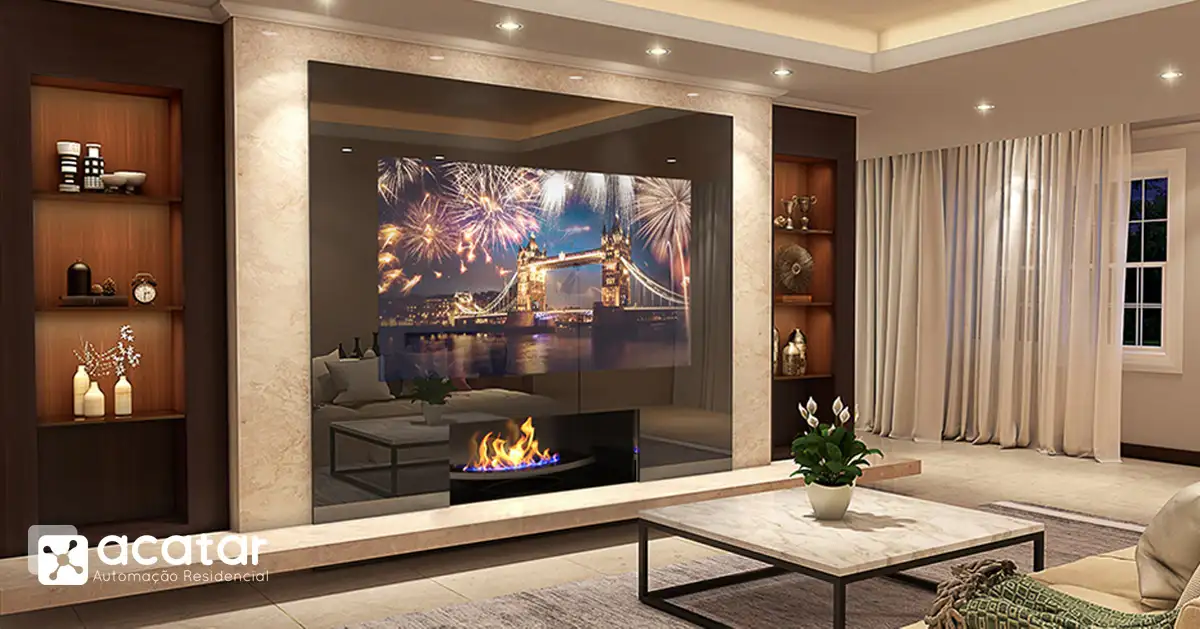 TV Camuflada em Espelho para Ambientes Sofisticados - detalhe