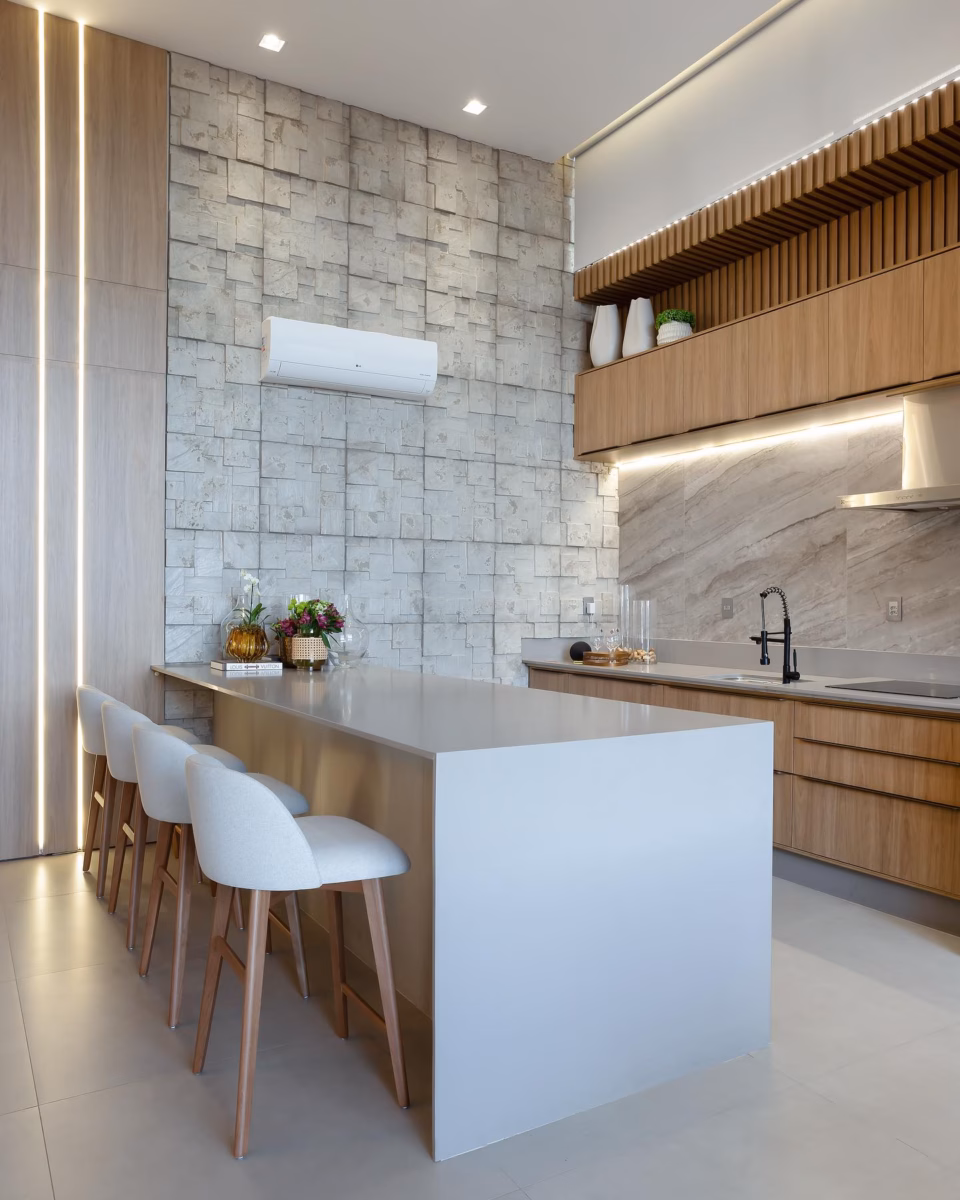 Minimalismo Aconchegante: Revestimento Cimentício e Toques Naturais - detalhe