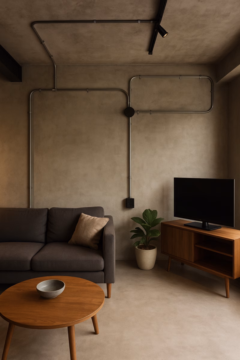 Estilo Industrial com Tubulações Expostas e Metal - ideia