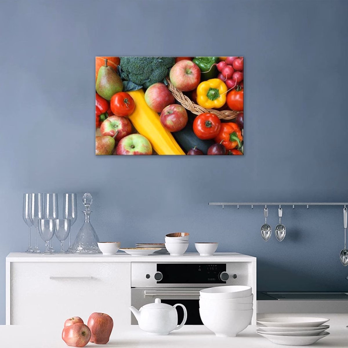 Mini Galeria de Frutas e Legumes: Explosão de Cores na Parede - detalhe