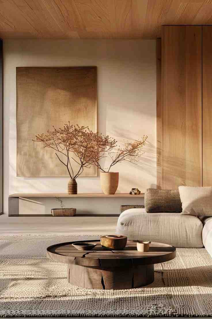 Sala 2x2 Aconchegante com Texturas Naturais e Cores Quentes - ideia