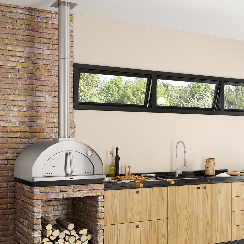 Forno de Pizza Integrado à Churrasqueira em Espaço Gourmet Moderno - detalhe