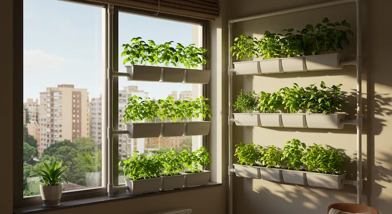 Mini Horta Suspensa com Tubos de PVC: Praticidade e Design - detalhe