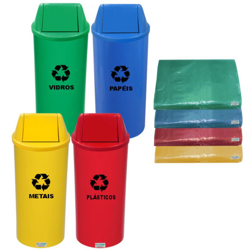 Lixeiras Seletivas Revestidas com Tecido Jeans: Estilo Despojado - inspiração