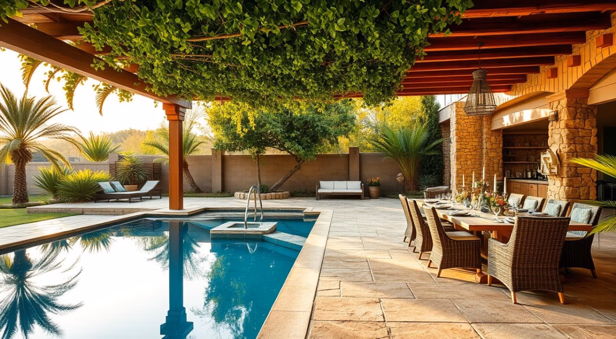 Elegância Natural: Revestimento em Pedra Natural e Deck de Madeira - inspiração