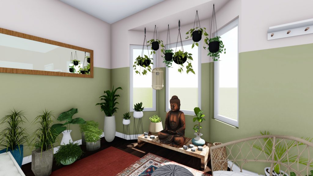 Minimalismo Zen: Sala de TV Clean com Toques de Verde - detalhe