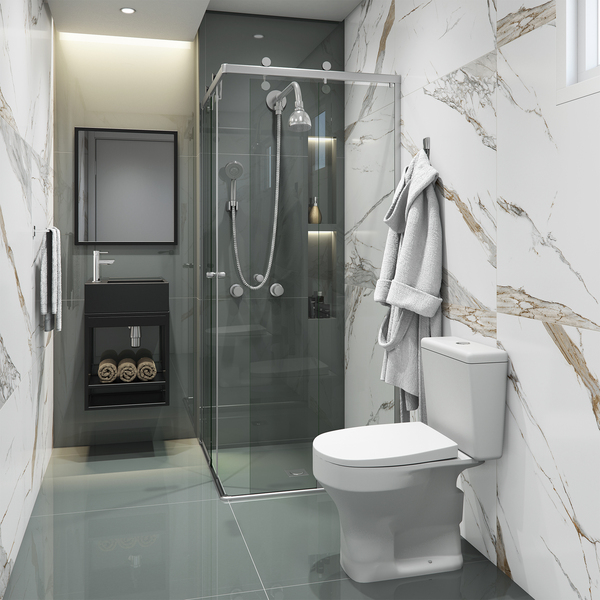 Minimalista Moderno: Box Incolor com Ferragens em Preto - ideia